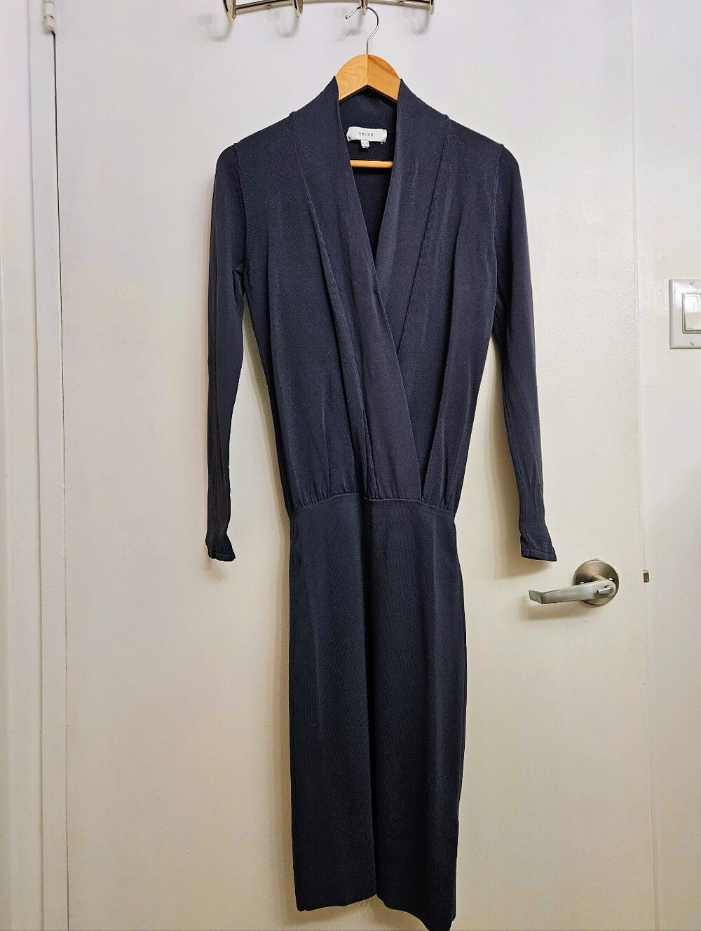 Reiss Long Sleeve Knit Dress in Slate Blue